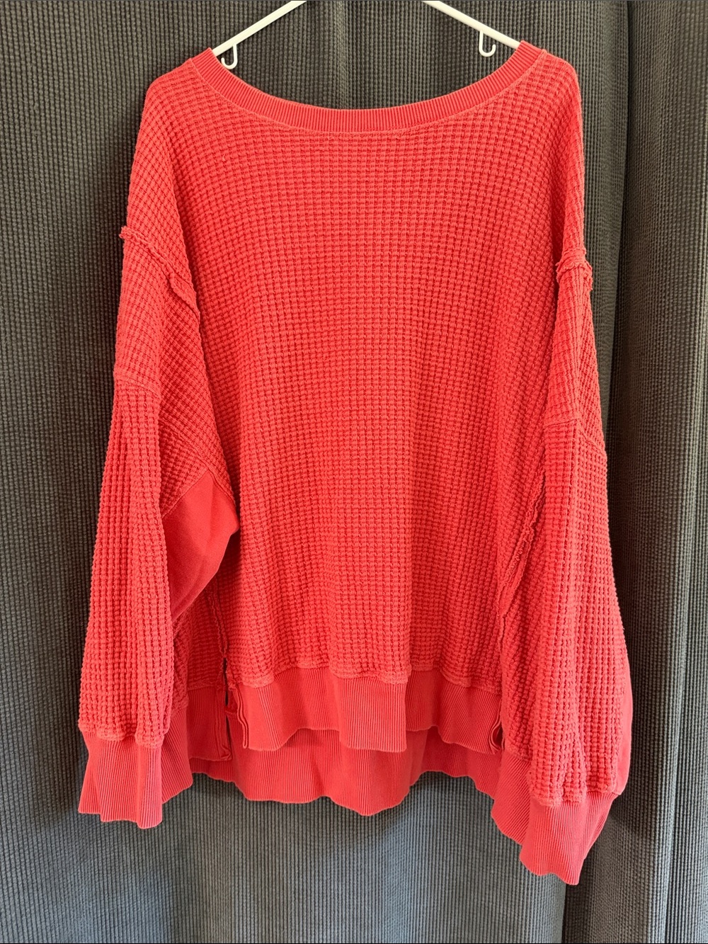 American Eagle Outfitters Coral Scoop-Neck Waffle Sweater